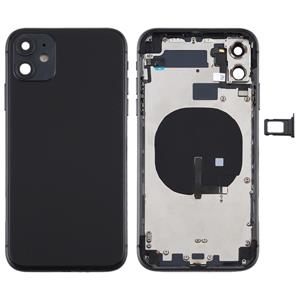 huismerk Battery Back Cover (met Side Keys & Card Tray & Power + Volume Flex Cable & Wireless Charging Module) voor iPhone 11(Zwart)