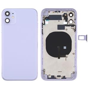 huismerk Battery Back Cover (met Side Keys & Card Tray & Power + Volume Flex Cable & Wireless Charging Module) voor iPhone 11(Paars)