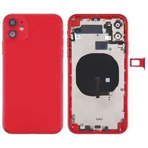 huismerk Battery Back Cover (met Side Keys & Card Tray & Power + Volume Flex Cable & Wireless Charging Module) voor iPhone 11(Rood)