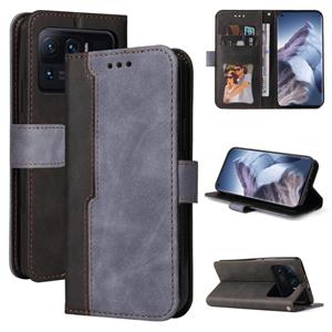 huismerk Voor Xiaomi MI 11 Ultra Business Stitching-Color Horizontal Flip PU Lederen Case met Houder & Card Slots & Fotolijst (Grijs)