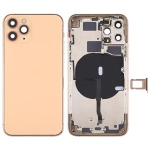 huismerk Battery Back Cover (met side keys & Card Tray & Power + Volume Flex Cable & Wireless Charging Module) voor iPhone 11 Pro Max(Gold)