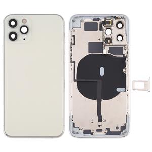 huismerk Battery Back Cover (met side keys & Card Tray & Power + Volume Flex Cable & Wireless Charging Module) voor iPhone 11 Pro Max(Zilver)