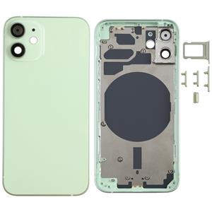 huismerk Achterkant behuizing cover met SIM-kaart lade zijtoetsen camera lens voor iPhone 12 mini (groen)