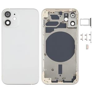 huismerk Achterkant behuizing cover met SIM-kaart lade zijtoetsen & camera lens voor iPhone 12 mini (wit)