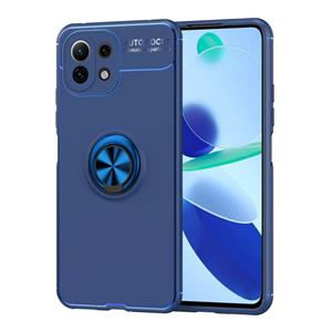 huismerk Voor Xiaomi Mi 11 Lite metalen ringhouder 360 graden roterende TPU-behuizing (blauw + blauw)