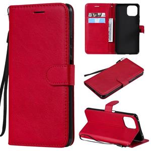 huismerk Voor Xiaomi Mi 11 Lite Solid Color Horizontal Flip Beschermend Lederen Case met Houder & Card Slots & Portemonnee & Photo Frame & Lanyard