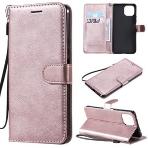 huismerk Voor Xiaomi MI 11 Lite Solid Color Horizontale Flip Beschermende Lederen Case met Houder & Card Slots & Portemonnee & Photo Frame & Lanyard (Rose Gold