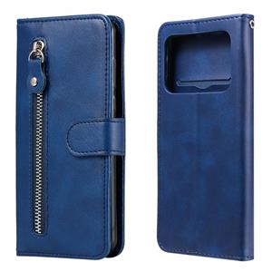 huismerk For Xiaomi Mi 11 Ultra Fashion Calf Texture Zipper Horizontal Flip Leather Case with Holder & Card Slots & Wallet(Blue)