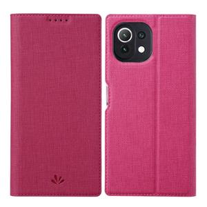 Voor Xiaomi MI 11 Lite Vili DMX Serie Schokbestendig TPU + PU Lederen Magnetische Attractie Horizontale Flip Case met kaartsleuf & houder (Rose Red)