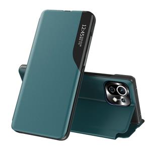 huismerk Voor Xiaomi Mi 11 Lite Side Display Magnetische Schokbestendige Horizontale Flip Lederen Case met Houder (Groen)