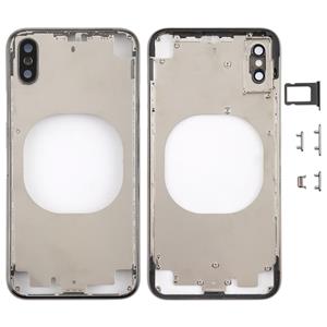 huismerk Transparante backcover met Camera Lens & SIM kaart lade & Zijtoetsen voor iPhone X (zwart)