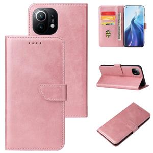 huismerk Voor Xiaomi MI 11 Calf Texture Gesp horizontale Flip Leren Case met Houder & Card Slots & Portemonnee (Rose Gold)