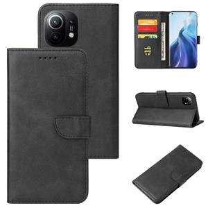 huismerk Voor Xiaomi MI 11 Calf Texture Gesp Horizontale Flip Lederen Case Met Houder & Card Slots & Portemonnee (Zwart)