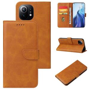 huismerk Voor Xiaomi MI 11 Calf Texture Gesp horizontale Flip Lederen Case met Houder & Card Slots & Wallet (Khaki)