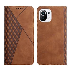 huismerk For Xiaomi Mi 11 Diamond Pattern Splicing Skin Feel Magnetic Horizontal Flip Leather Case with Card Slots & Holder & Wallet(Brown)