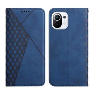 huismerk For Xiaomi Mi 11 Diamond Pattern Splicing Skin Feel Magnetic Horizontal Flip Leather Case with Card Slots & Holder & Wallet(Blue)