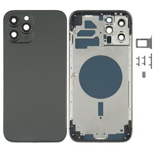 huismerk Achterkant Behuizing Cover met SIM-kaart Lade & Zijtoetsen & Camera Lens voor iPhone 12 Pro Max (Zwart)