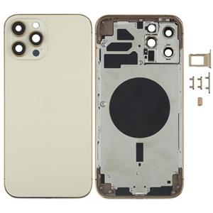 huismerk Achterkant Behuizing Cover met SIM-kaart Lade & Zijtoetsen & Camera Lens voor iPhone 12 Pro Max (Goud)