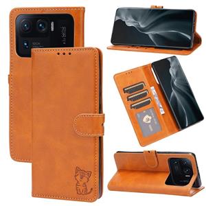 huismerk Voor Xiaomi MI 11 Ultra reliëf Happy Cat Pattern Horizontale Flip Lederen Case met Houder & Card Slots & Portemonnee