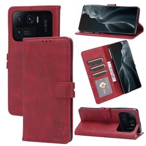 huismerk Voor Xiaomi MI 11 Ultra reliëf Happy Cat Pattern Horizontale Flip Leren Case met Houder & Card Slots & Portemonnee