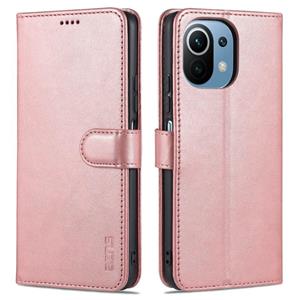 For Xiaomi Mi 11 Lite AZNS Skin Feel Calf Texture Horizontal Flip Leather Case with Card Slots & Holder & Wallet(Rose Gold)