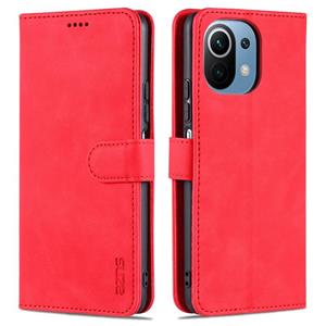 For Xiaomi Mi 11 Lite AZNS Skin Feel Calf Texture Horizontal Flip Leather Case with Card Slots & Holder & Wallet(Red)