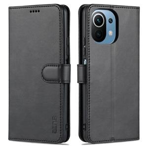 For Xiaomi Mi 11 Lite AZNS Skin Feel Calf Texture Horizontal Flip Leather Case with Card Slots & Holder & Wallet(Black)