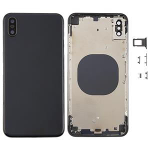 huismerk Achterste schutblad met Camera Lens & SIM kaart lade & Zijtoetsen voor iPhone XS Max(Black)