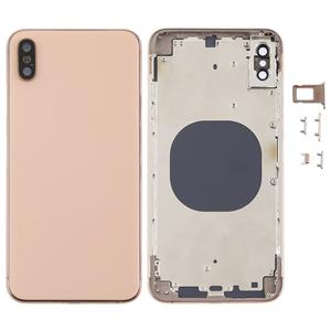 huismerk Achtercover met camera lens & SIM-kaart lade & Zijkleutels voor iPhone XS Max (goud)