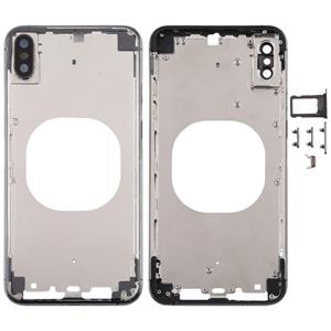 huismerk Transparante achtercover met camera lens & SIM-kaart lade & Zijkleutels voor iPhone XS Max (zwart)