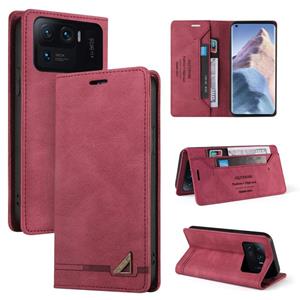 huismerk Voor Xiaomi MI 11 Ultra Skin Feel Anti-Diefstal Borstel Horizontale Flip Leren Case Met Houder & Card Slots & Portemonnee (Wijnrood)