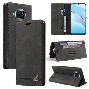 huismerk Voor Xiaomi MI 10T Lite 5G Huid Feel Anti-Diefstal Borstel Horizontale Flip Lederen Case met Houder & Card Slots & Portemonnee (Zwart)