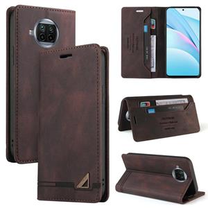 huismerk Voor Xiaomi MI 10T Lite 5G Huid Feel Anti-Diefstal Borstel Horizontale Flip Lederen Case Met Houder & Card Slots & Portemonnee (Bruin)