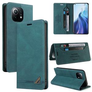 huismerk Voor Xiaomi MI 11 Skin Feel Anti-Diefstal Borstel Horizontale Flip Leren Case Met Houder & Card Slots & Portemonnee