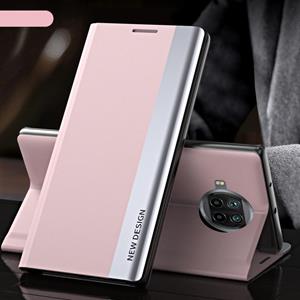 huismerk Voor Xiaomi MI 10T Lite Side Ggeweken Magnetische ultradunne horizontale flip lederen tas met houder