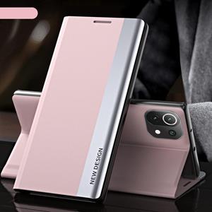 huismerk Voor Xiaomi MI 11 Side Ggeweken Magnetische ultradunne horizontale flip lederen tas met houder