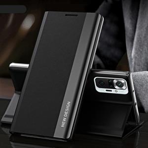 huismerk For Xiaomi Mi 10T / Mi 10T Pro Side Electroplated Magnetic Ultra-Thin Horizontal Flip Leather Case with Holder(Black)