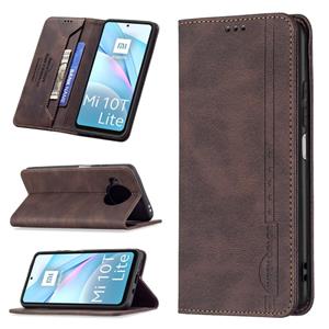 huismerk Voor Xiaomi MI 10T Lite 5G Magnetische RFID Blokkering Anti-diefstal Lederen Case met Houder & Card Slots & Wallet (Brown)