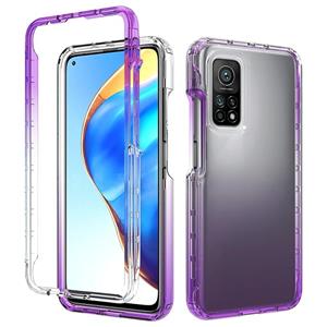 huismerk For Xiaomi Mi 10T 5G High Transparency Two-color Gradual Change PC+TPU Phone Case(Purple)