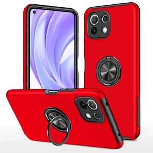 huismerk Voor Xiaomi MI 11 Lite 5G PC + TPU-schokbestendige magnetische telefoonhoes met onzichtbare ringhouder