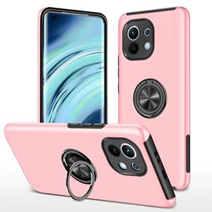 huismerk Voor Xiaomi MI 11 PC + TPU-schokbestendige magnetische telefooncase met onzichtbare ringhouder (ROSE GOUD)