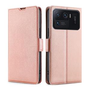 huismerk Voor Xiaomi MI 11 Ultra Ultra-Thin Spanning Side Buckle PU + TPU Horizontale Flip Leren Case met Houder & Card Slot (ROSE GOUD)