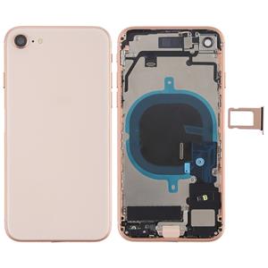 huismerk Batterij achtercover montage met Zijknop & vibrator & luidspreker & aan/uit-knop + volume knop Flex kabel & kaart lade voor iPhone 8 (Rose Gold)