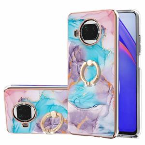 huismerk Voor Xiaomi MI 10T Lite 5G Electroplating Pattern IMD TPU Shockproof Case met Rhinestone Ring Holder (Milky Way Blue Marble)