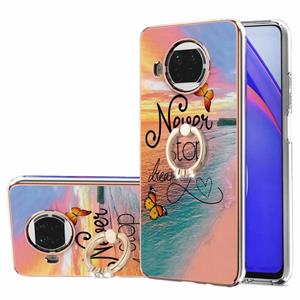 huismerk Voor Xiaomi MI 10T Lite 5G Electroplating Pattern IMD TPU Shockproof Case met Rhinestone Ring Holder (Dream Chasing Butterfly)