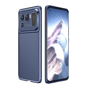 huismerk Voor Xiaomi Mi 11 Ultra Carbon Fiber Texture Shockproof TPU Case (Blauw)