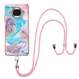 huismerk Voor Xiaomi MI 10T Lite 5G Electroplating Pattern IMD TPU Shockproof Case met Neck Lanyard (Milky Way Blue Marble)