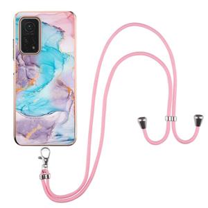 huismerk Voor Xiaomi MI 10T 5G / 10T Pro 5G Electroplating Pattern IMD TPU Shockproof Case met Neck Lanyard (Milky Way Blue Marble)