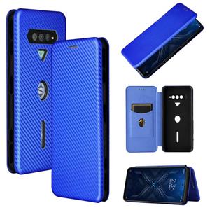 huismerk Voor Xiaomi Black Shark 4 / 4 Pro Carbon Fiber Texture Magnetische Horizontale Flip TPU + PC + PU Lederen Case met Kaartsleuf (Blauw)