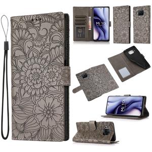 huismerk Voor Xiaomi MI 10T Lite 5G Skin Feel reliëf Sunflower Horizontal Flip Lederen Case met Houder & Card Slots & Wallet & Lanyard